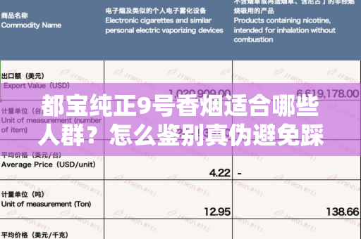都宝纯正9号香烟适合哪些人群？怎么鉴别真伪避免踩坑？